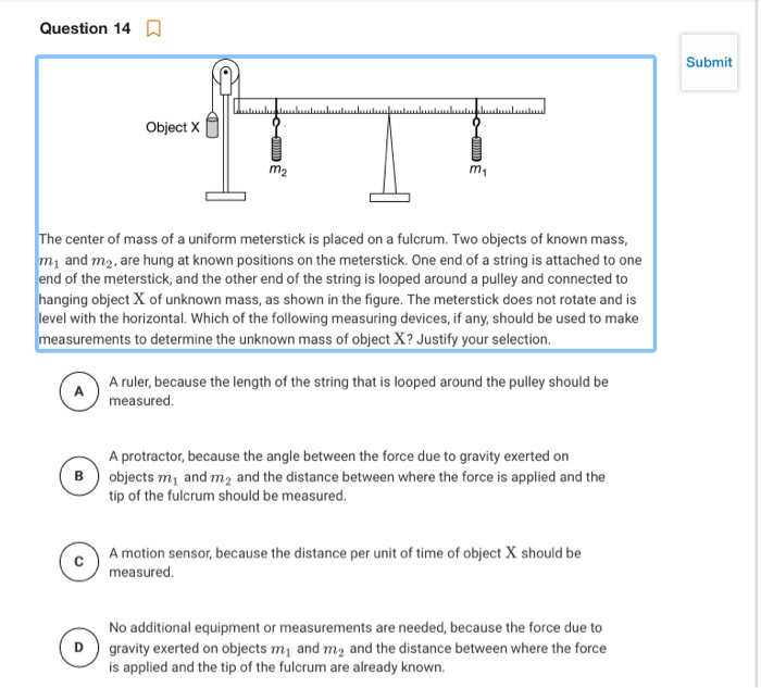 Solved Question 14 A Submit Object x 1 The center of mass of | Chegg.com