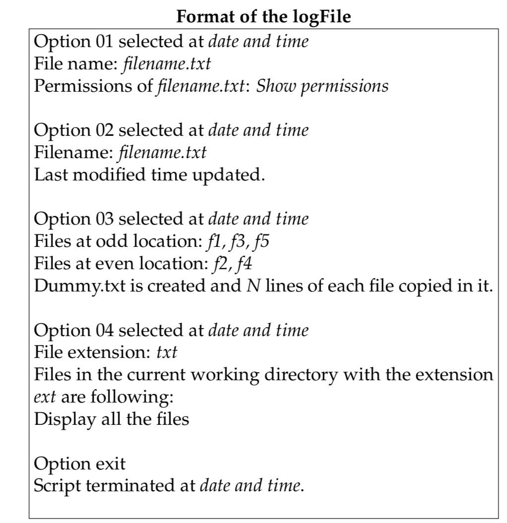 Solved Format of the logFile Option 01 selected at date and | Chegg.com