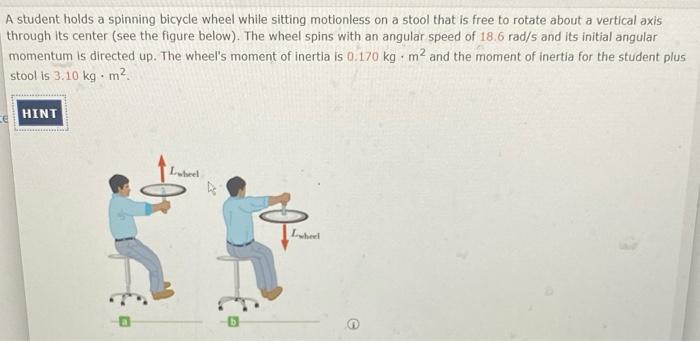 Solved A student holds a spinning bicycle wheel while | Chegg.com