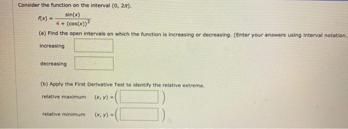 Solved Consider the function on the interval (0,2%). sin(x) | Chegg.com
