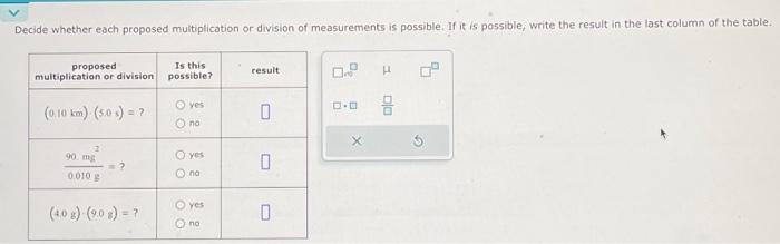 Solved Decide Whether Each Proposed Multiplication Or | Chegg.com