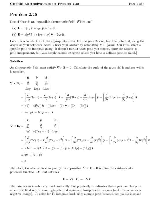 Solved One of these is an impossible electrostatic field. | Chegg.com