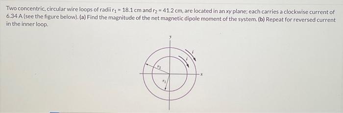 Solved Two Concentric, Circular Wire Loops Of Radii R1=18.1 | Chegg.com