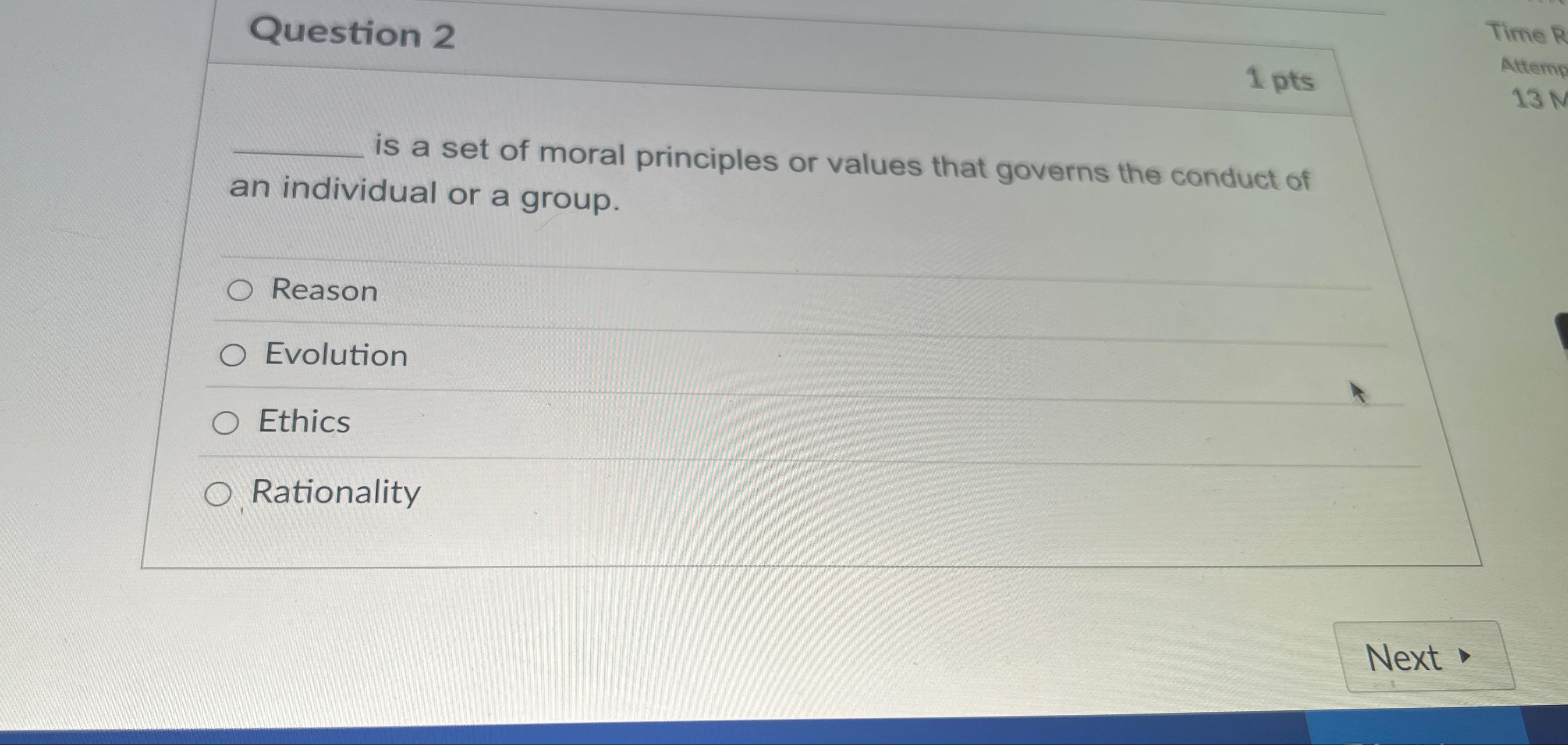 Solved Question 21 ﻿ptsis a set of moral principles or | Chegg.com