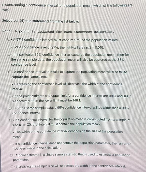 Solved In constructing a confidence interval for a | Chegg.com