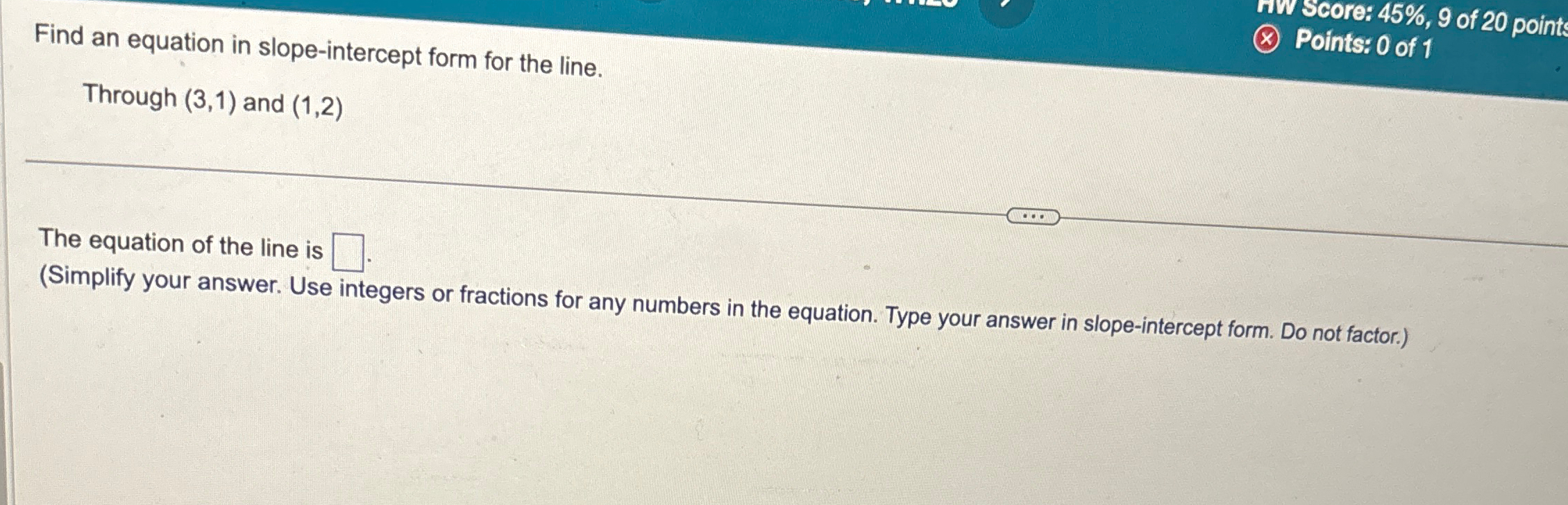 Solved Find an equation in slope-intercept form for the | Chegg.com