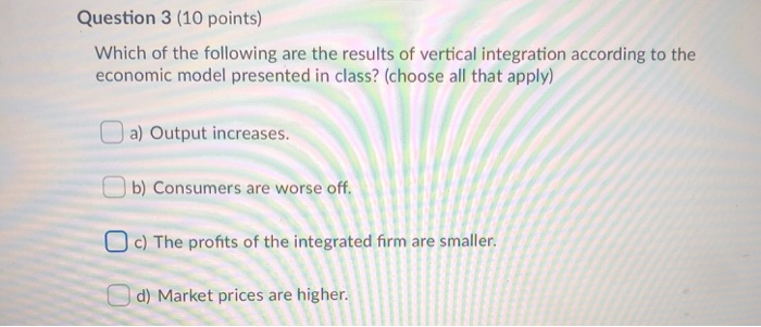 Solved Question 3 (10 points) Which of the following are the | Chegg.com