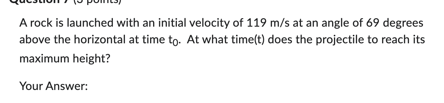 Solved A rock is launched with an initial velocity of 119ms | Chegg.com