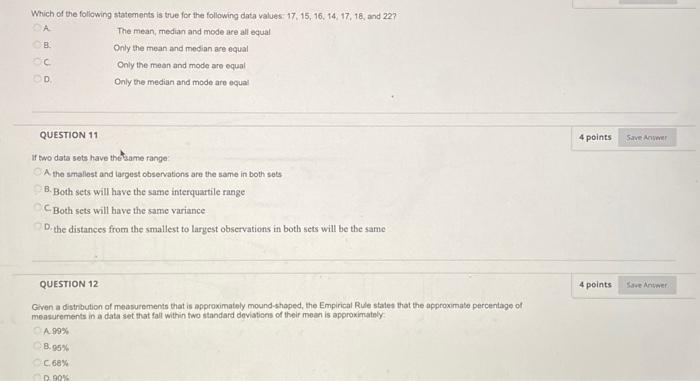 Solved Which of the following statements is true for the | Chegg.com