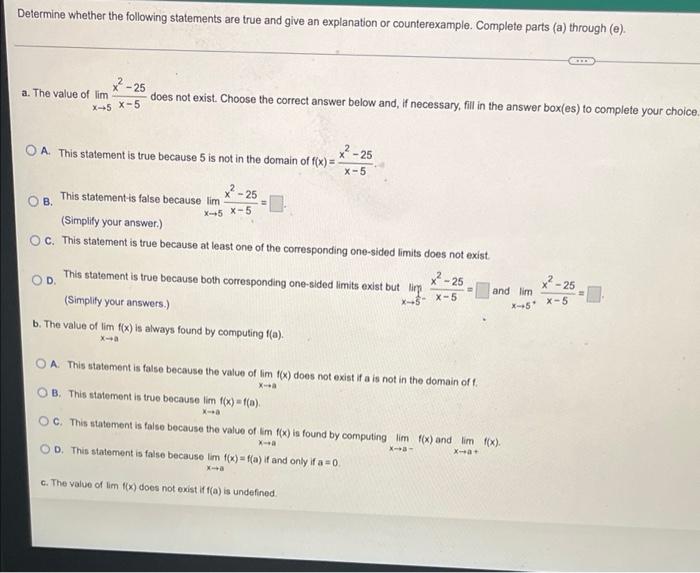 Solved Determine Whether The Following Statements Are True | Chegg.com