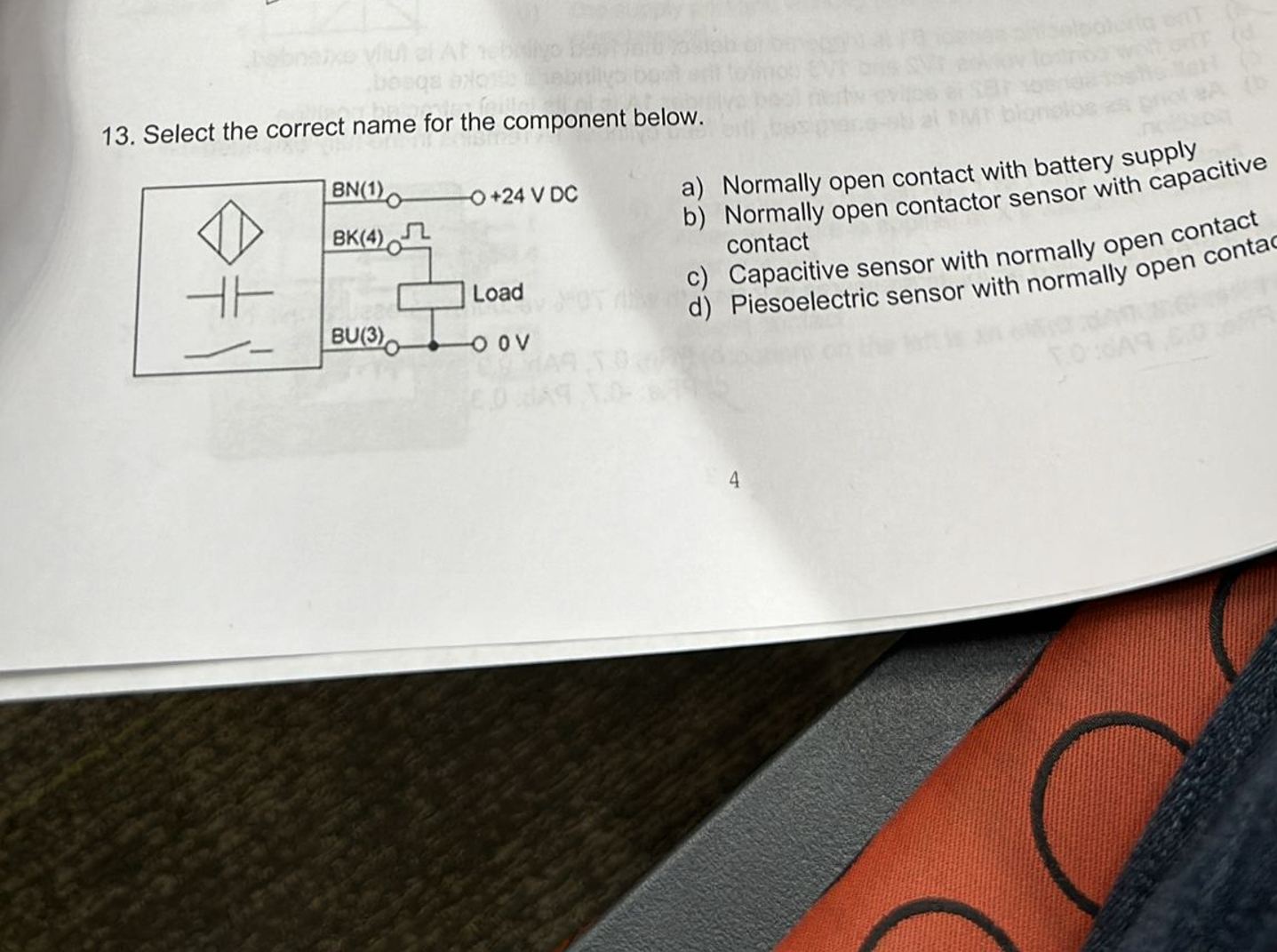 Sensor Normal Y Open Solved select the correct name for the component below a) | Chegg.com