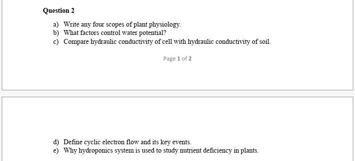 Solved Question 2 a) Write any four scopes of plant | Chegg.com