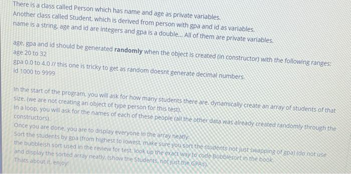 Solved There is a class called Person which has name and age | Chegg.com