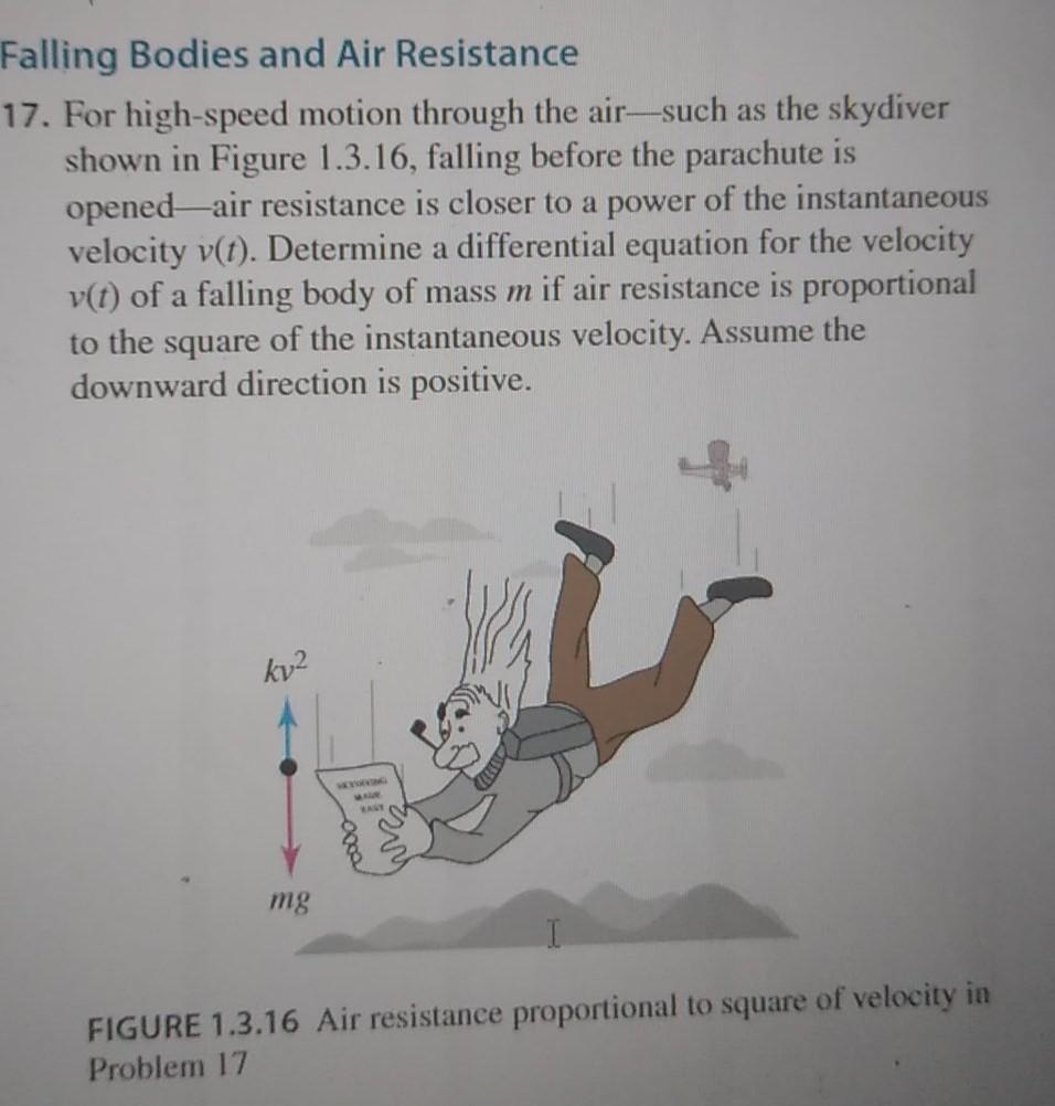 Solved Falling Bodies and Air Resistance 17. For high-speed | Chegg.com