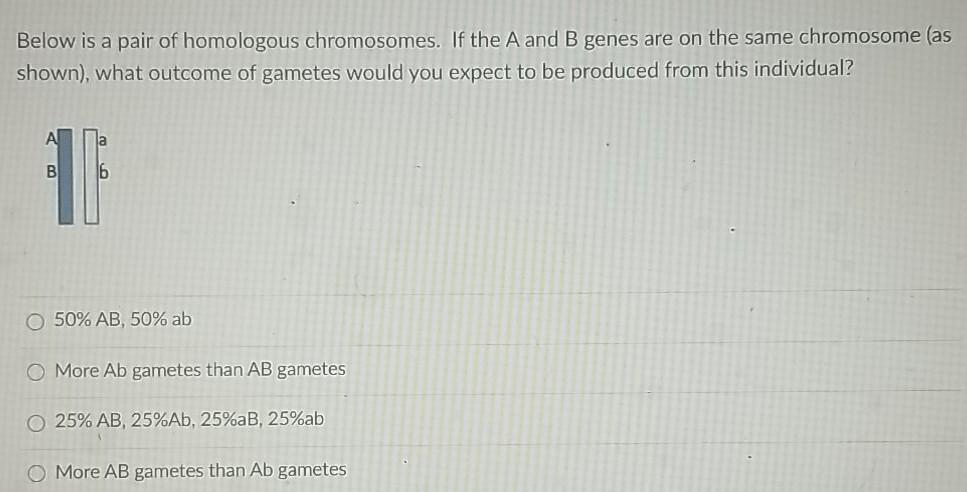 Solved Below is a pair of homologous chromosomes. If the A | Chegg.com