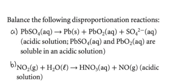 Solved Balance the following disproportionation reactions: | Chegg.com