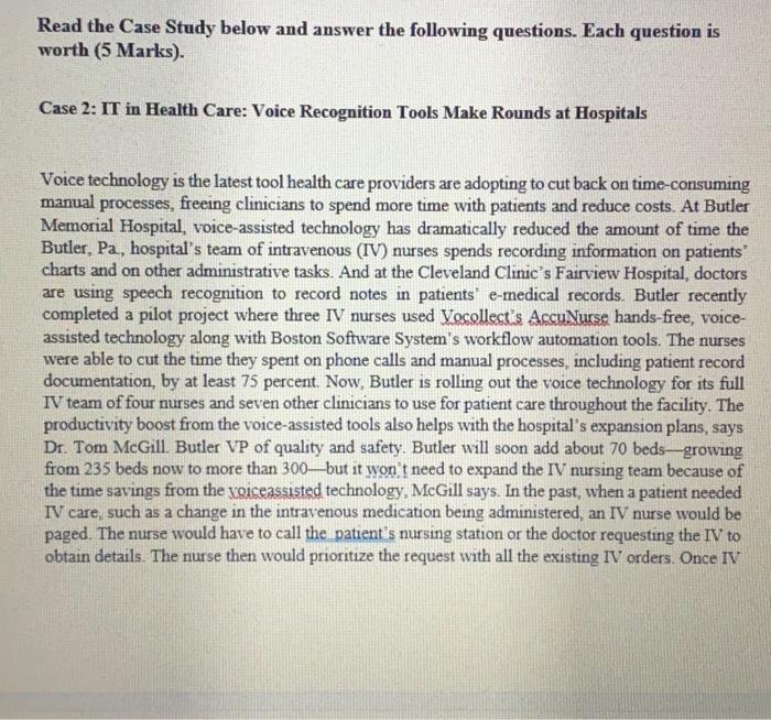 Solved Read the Case Study below and answer the following | Chegg.com