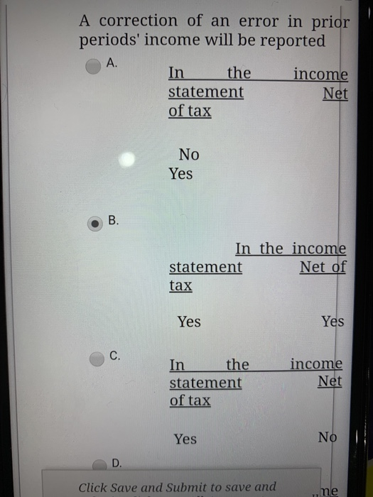 Solved A Correction Of An Error In Prior Periods' Income | Chegg.com