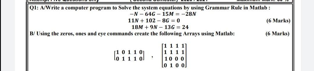 Solved Q1: A/Write a computer program to Solve the system | Chegg.com