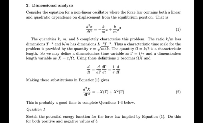 Solved 2 Dimensional Analysis Consider The Equation For Chegg Com