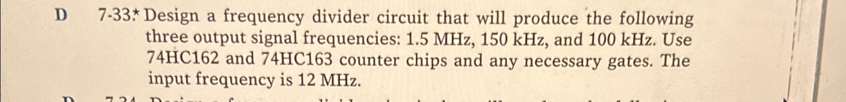 Solved D 7-33.*** ﻿Design a frequency divider circuit that | Chegg.com