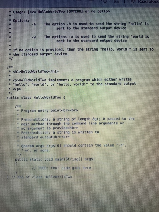 Solved Task 2: Download the Java program HelloWorldTwo from | Chegg.com