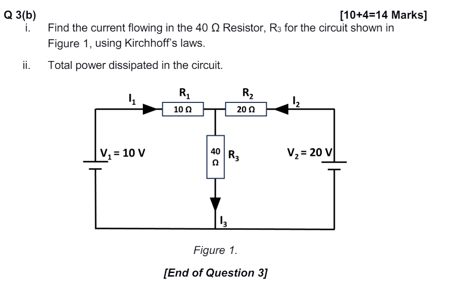 Solved Q 3(b)i. ﻿Find the current flowing in the 40Ω | Chegg.com