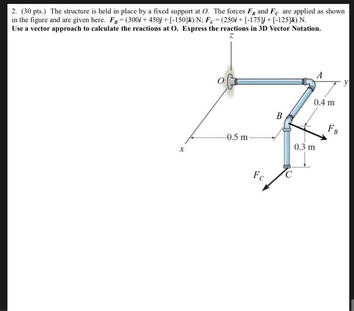 Solved 2. (30 pts. The structure is held in place by a fixed | Chegg.com