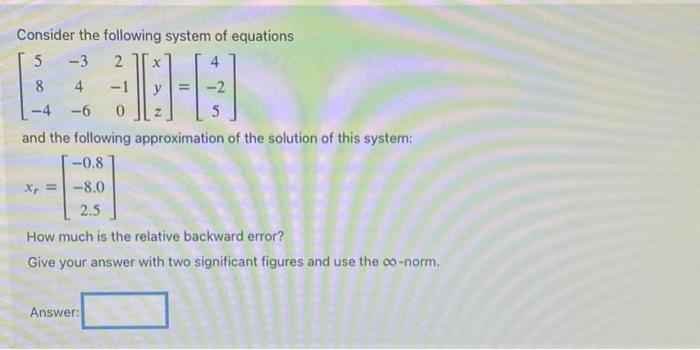 Solved Consider the following system of equations | Chegg.com