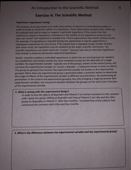 Solved An Introduction to the Scientific Method 4 Exercise | Chegg.com