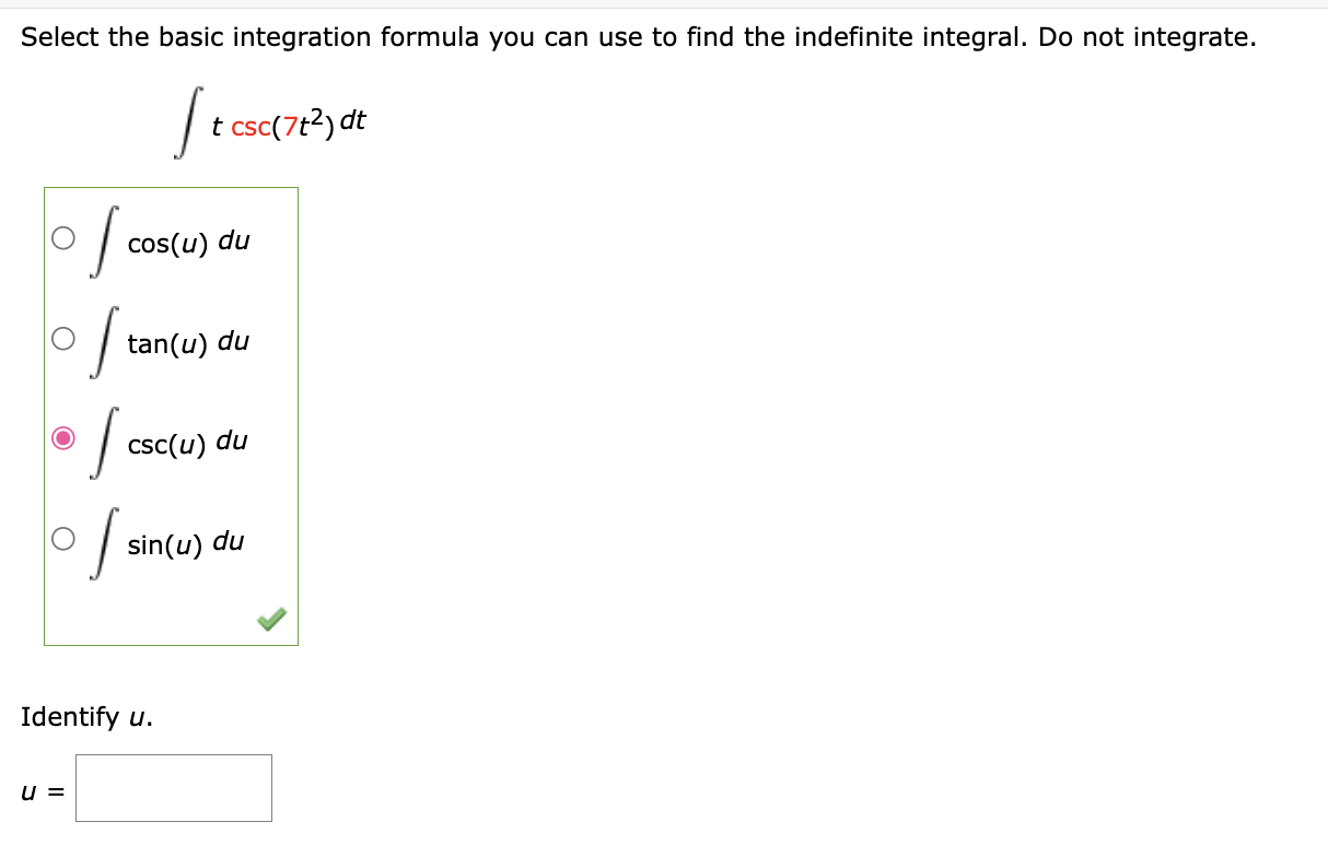Solved Select the basic integration formula you can use to | Chegg.com