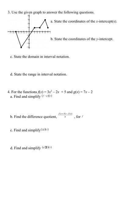 Solved 3. Use the given graph to answer the following | Chegg.com