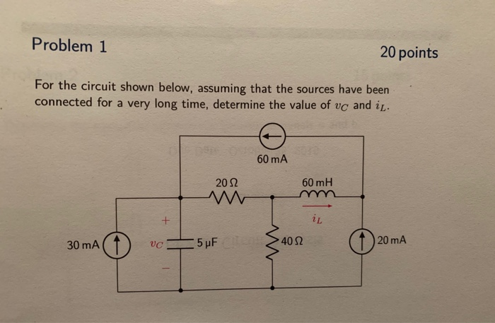 Solved Problem 1 20 points For the circuit shown below, | Chegg.com