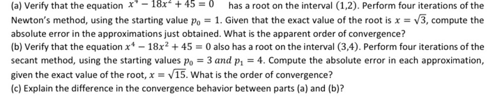 Solved (a) Verify that the equation x' – 18x“ +45 = 0 has a | Chegg.com