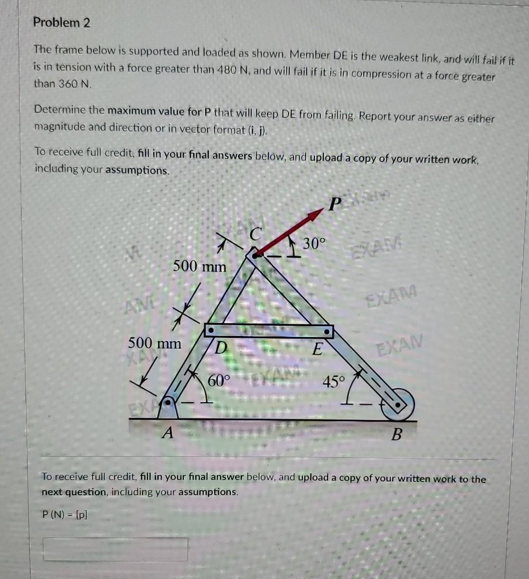 Solved Problem 2 The frame below is supported and loaded as | Chegg.com