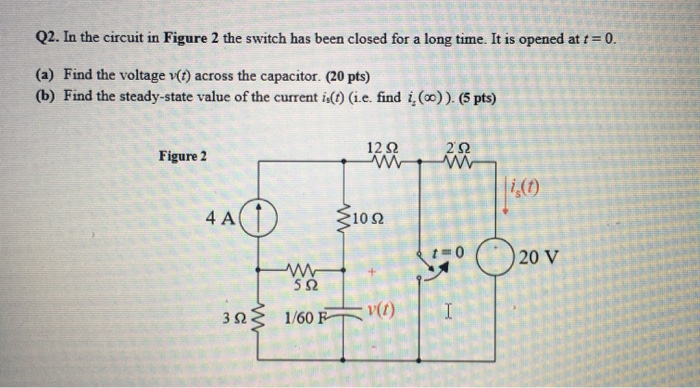 Solved Q2. In the circuit in Figure 2 the switch has been | Chegg.com