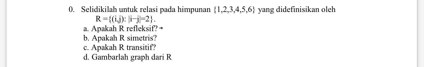 relasi r pada himpunan m 0 2 3 4 6