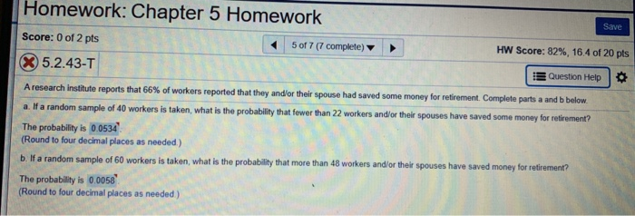 Solved Homework: Chapter 5 Homework Save Score: 0 Of 2 Pts 5 | Chegg.com