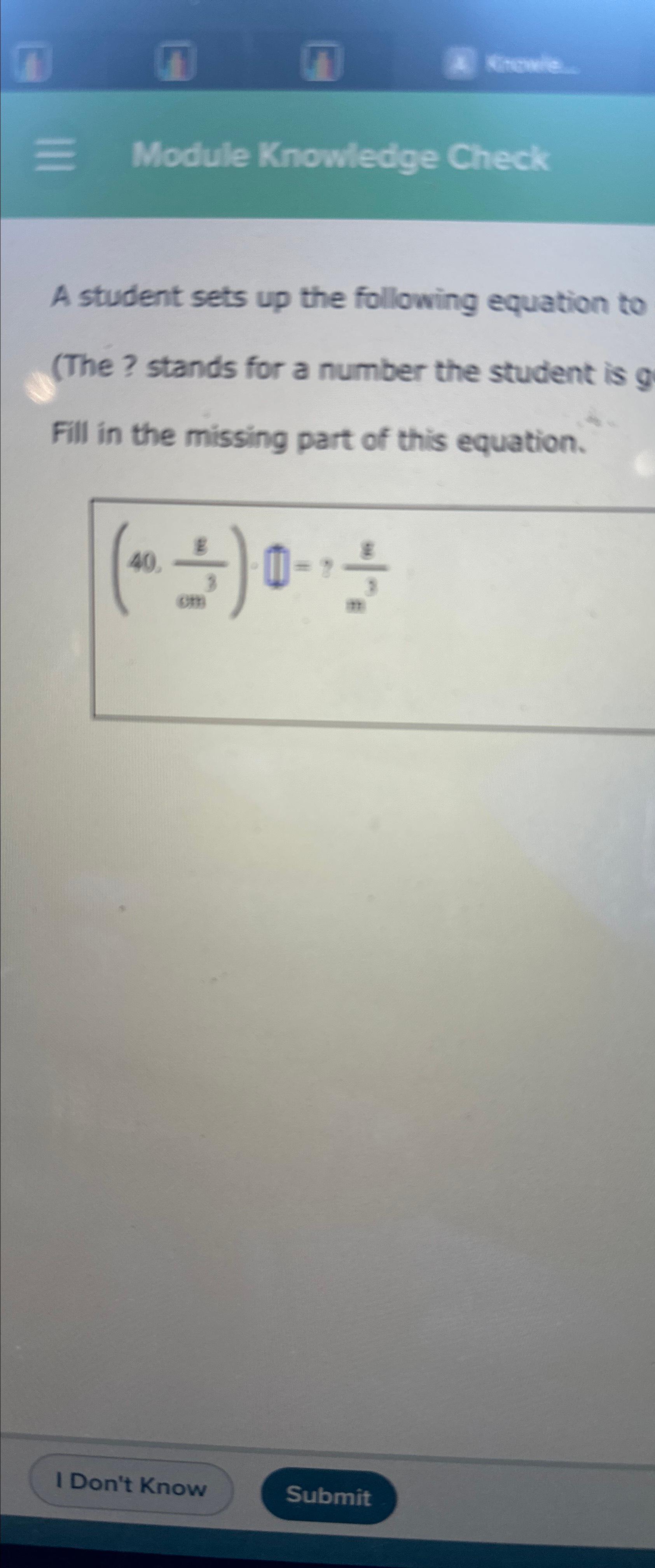 Solved Module Knowledge CheckA student sets up the following | Chegg.com