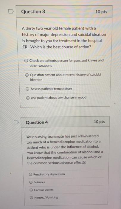 Solved D Question 1 10 pts The nurse/Health Care Provider | Chegg.com