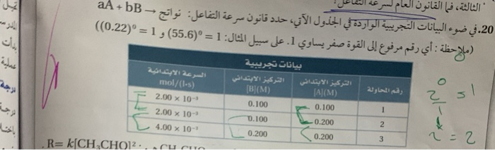 الثالثة في القانون العام لسرعة التفاعل 20 في ضوء Chegg Com