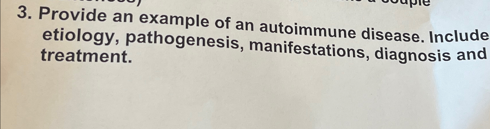 Solved Provide an example of an autoimmune disease. Include | Chegg.com