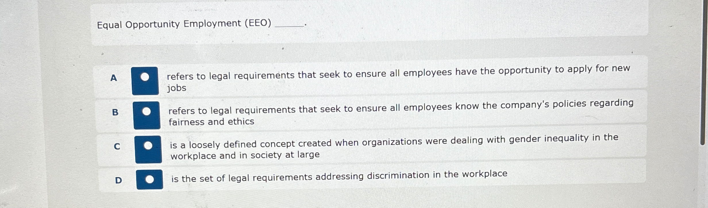 Solved Equal Opportunity Employment (EEO) q, .A ﻿refers to | Chegg.com