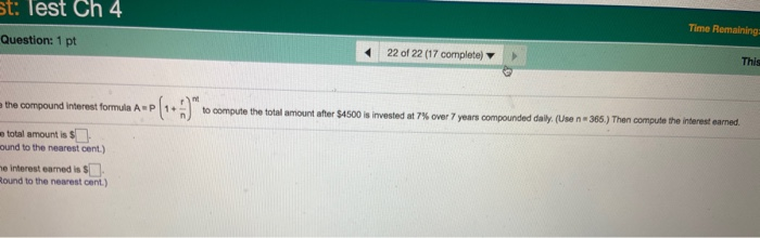 Solved St: Test Ch 4 Time Remaining Question: 1 Pt 22 Of 22 | Chegg.com