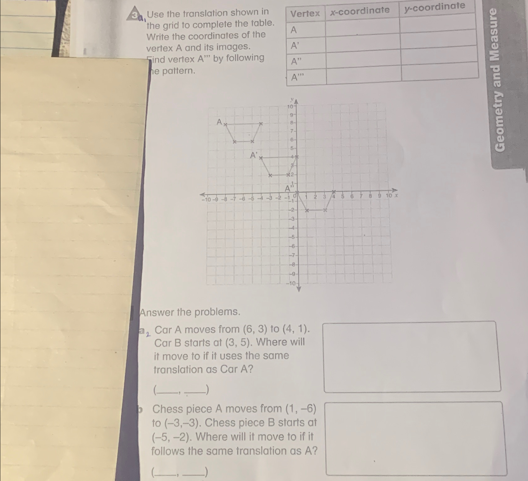 Solved 3a Use the translation shown in the grid to complete | Chegg.com