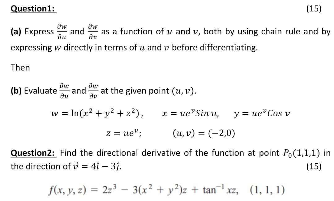 Solved Question 1 15 Aw Aw A Express And As A Functi Chegg Com