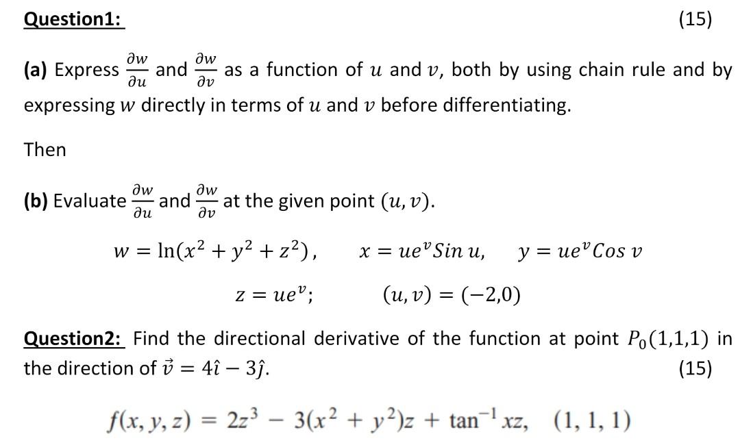 Solved Question 1 15 Aw Aw A Express And As A Functi Chegg Com