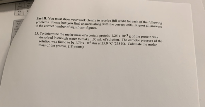 Solved Part II You must show your work clearly to receive | Chegg.com