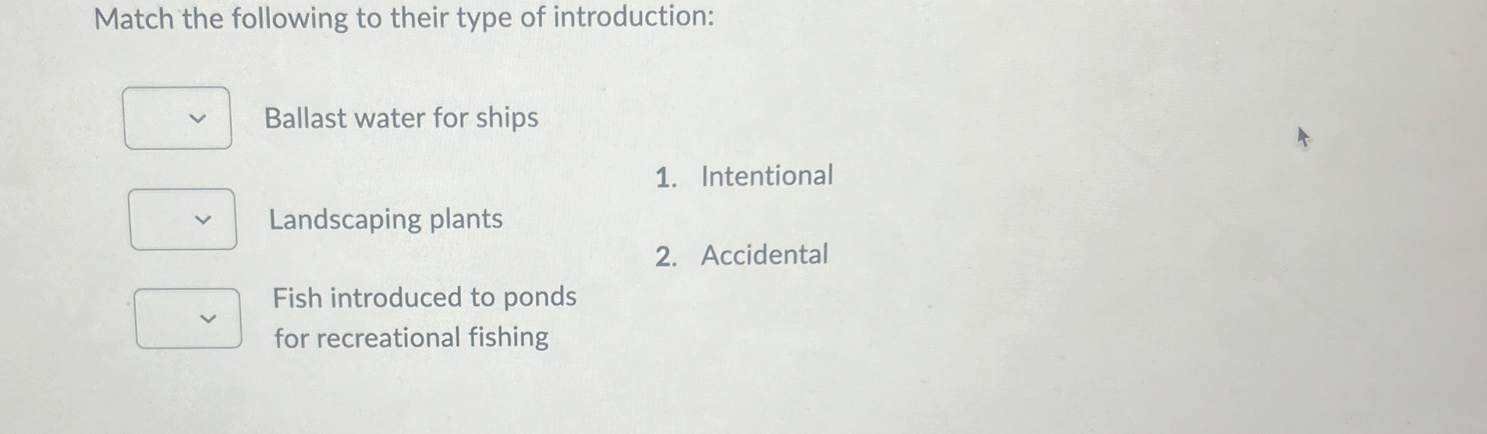 Solved Match the following to their type of