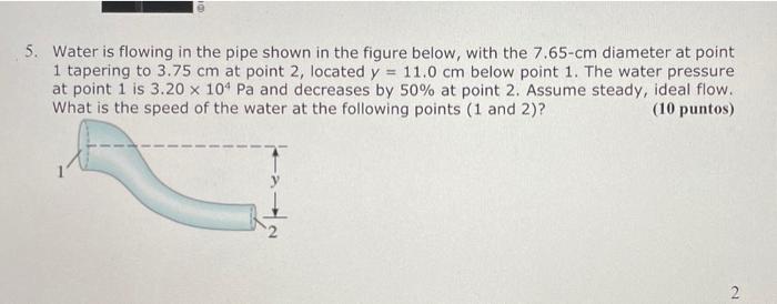 Solved 5. Water is flowing in the pipe shown in the figure | Chegg.com